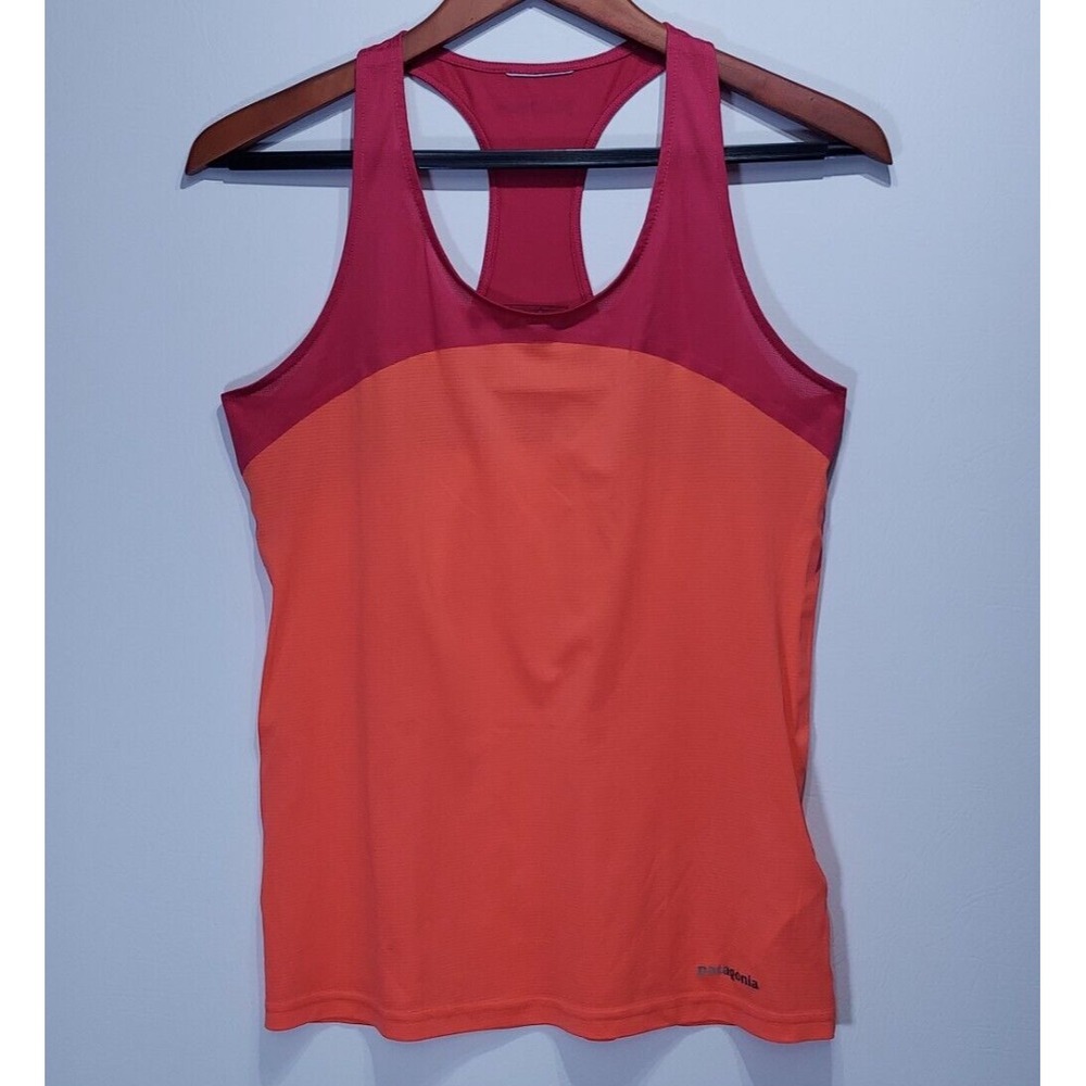 Patagonia Racerback Running Athleticwear Workout Tank Top Coral Pink Small Logo